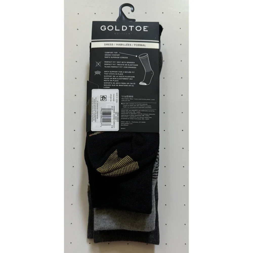 GOLDTOE Dress Socks Men Size 6-12.5 Dogs Ducks Striped‎ Crew 3pk NEW